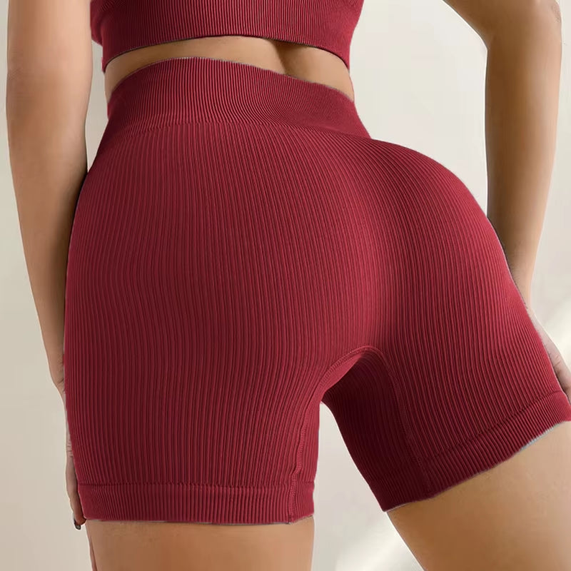 Seamless Ribbed Leggings for Fitness Women Sport Legging Push up Workout Striped Leggins Ladies High Waist Sexy Gym Legins Woman