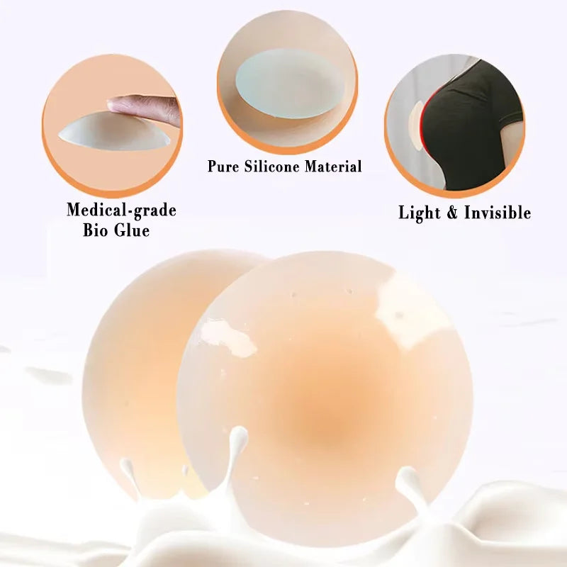 Nipple Cover Stickers Adhesive Tape Reusable Silicone Nip Pasties Full Coverage Sticky Breast Tape for Dress Bikini